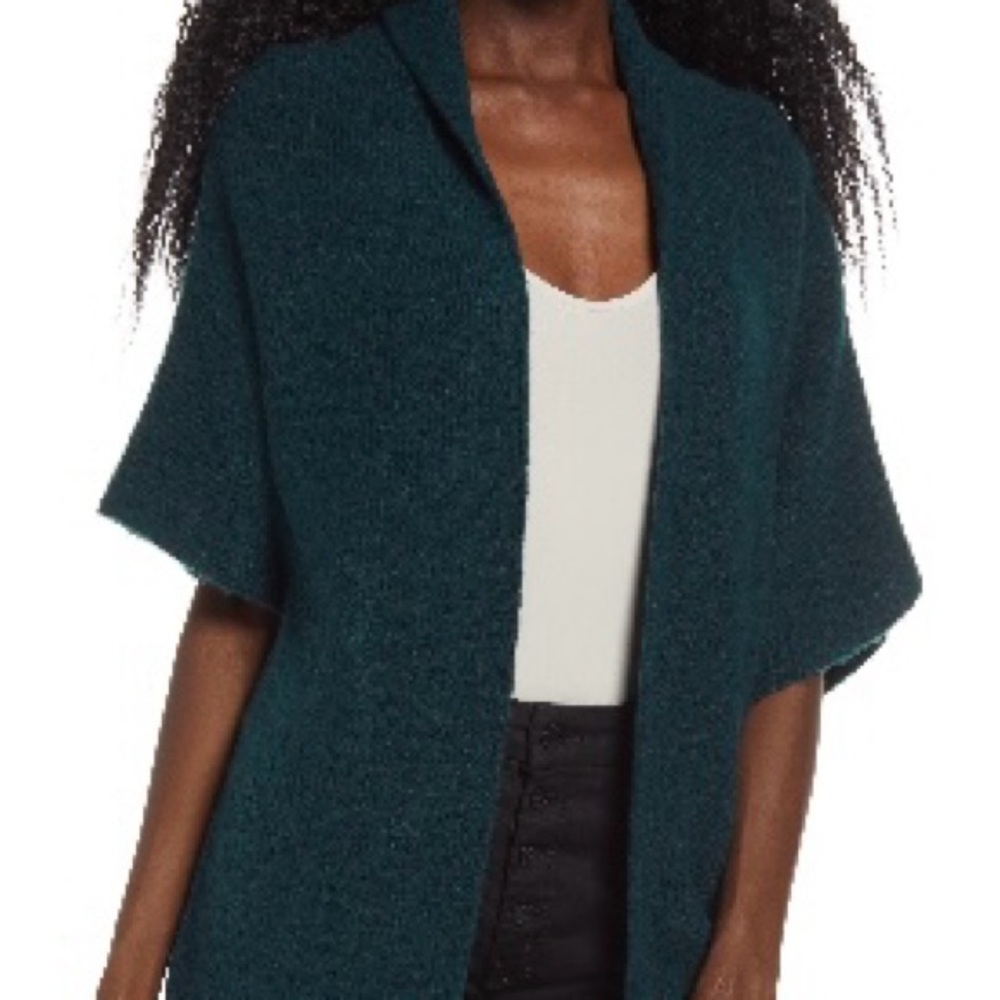 Leith Deep Green Cardigan Open Sweater